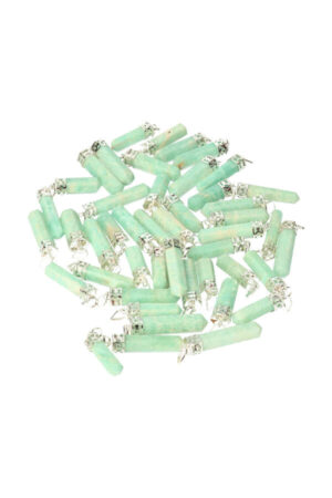 Amazoniet punt hanger verzilverd, 3.5 cm, India