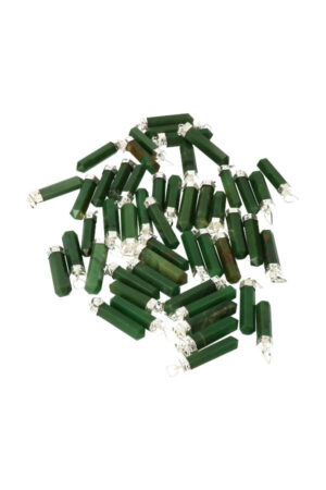 Jade punt hanger verzilverd, 3.5 cm