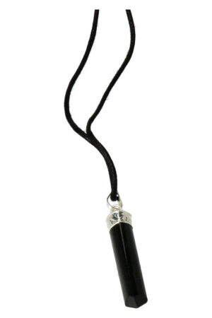 Zwarte toermalijn punt hanger met ketting, 45 cm