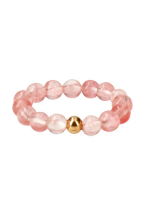 Aardbeienkwarts edelsteen ring, 4 mm kralen