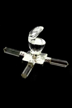 Kundalini slang generator, circa 7 cm, bergkristal met indiaas zilver