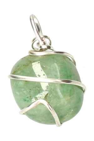 Groene Aventurijn spiraal hanger verzilverd, trommelsteen, circa 2 cm