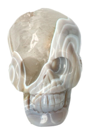 Agaat Geode Kristallen schedel, 9 cm, 428 gram