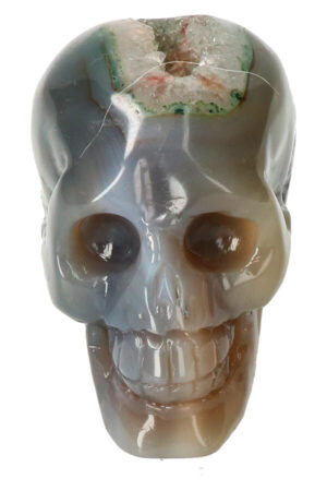 Agaat Geode Kristallen schedel, 9 cm, 331 gram