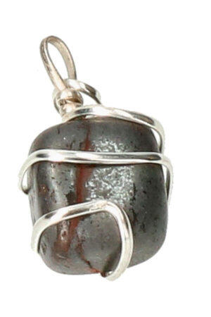 Hematiet spiraal hanger verzilverd, trommelsteen, circa 2 cm