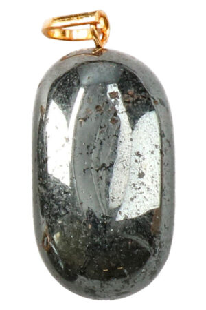 Hematiet edelsteen hanger, goudkleurig oogje, 2 cm