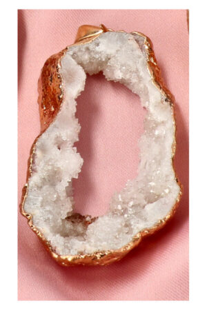 Bergkristal geode gouden hanger, 3-5 cm, Marokko