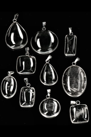 Bergkristal cabochon edelsteen hanger, verschillende vormen en maten