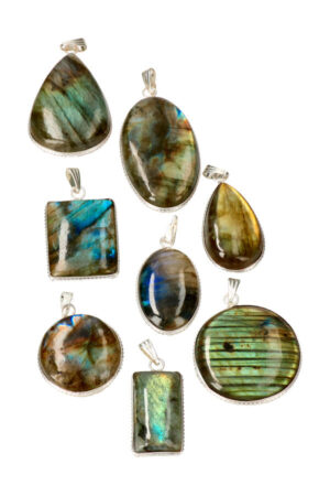 Labradoriet cabochon edelsteen hanger, verschillende vormen en maten