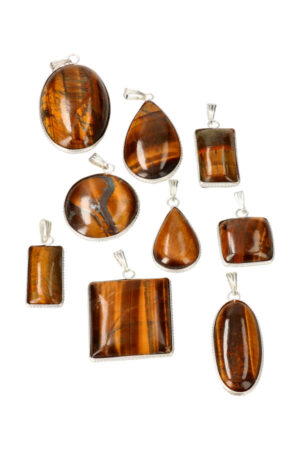 Tijgeroog cabochon edelsteen hanger, verschillende vormen en maten