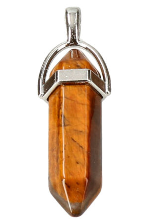 Tijgeroog dubbelpunt hanger, 4 cm