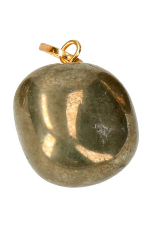 Pyriet edelsteen hanger, ca 2 cm, goudkleurig oogje