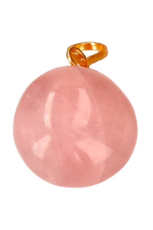 Rozenkwarts edelsteen hanger, ca 2 cm, goudkleurig oogje