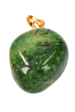 Prehniet edelsteen hanger, 2 cm, goudkleurig oogje