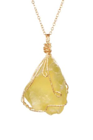 Ruwe Citrien gevlochten kooi hanger, goudkleurig