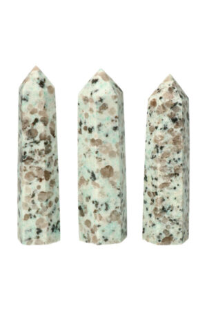 Kiwi Jaspis punten, 6 vlakken, 7 tot 8cm en 8 tot 9cm