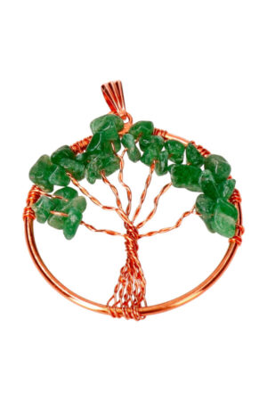 Mosagaat levensboom koperen hanger, 3.5 cm