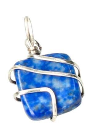 Lapis Lazuli spiraal hanger verzilverd, trommelsteen, circa 2 cm