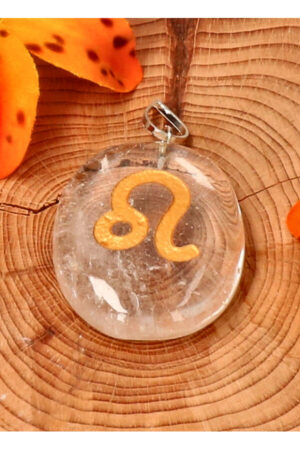 Bergkristal Leeuw sterrenbeeld hanger, 4 cm