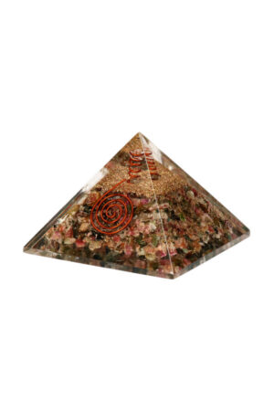Multi kleur Toermalijn orgoniet piramide, 7 cm
