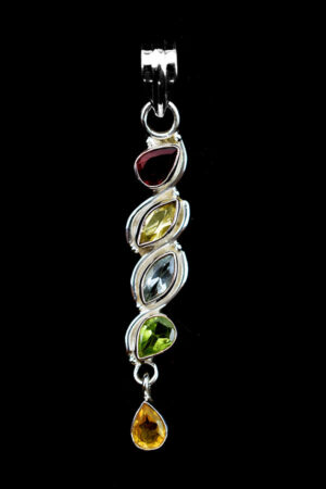 Gelukshanger Quattro edelstenen zilver, 6 cm, 925 sterling