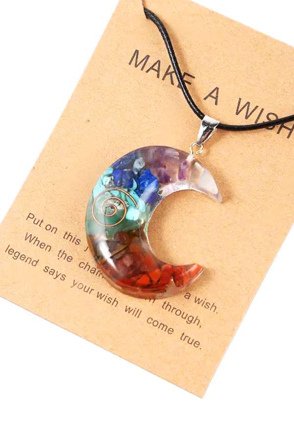 7 Chakra Orgoniet Maan hanger, 4 cm 1 7 Chakra Orgoniet Maan hanger, 4 cm