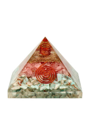 Larimar Rozenkwarts Orgoniet piramide, 7.5 cm