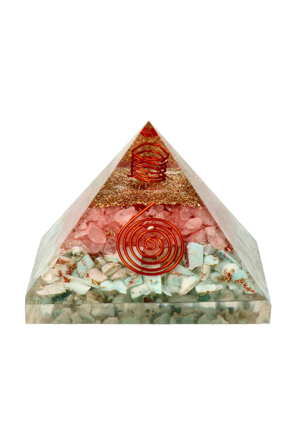 Larimar Rozenkwarts Orgoniet piramide, 7.5 cm