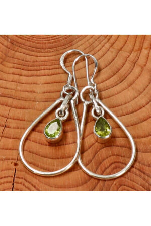 Peridoot oorbellen druppelvorm zilver, 3 cm, 925 sterling