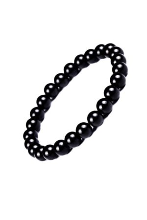Obsidiaan armband, 8 mm edelsteen kralen, 19 cm