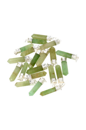 Aventurijn punthanger, 3-4 cm, verzilverd, India