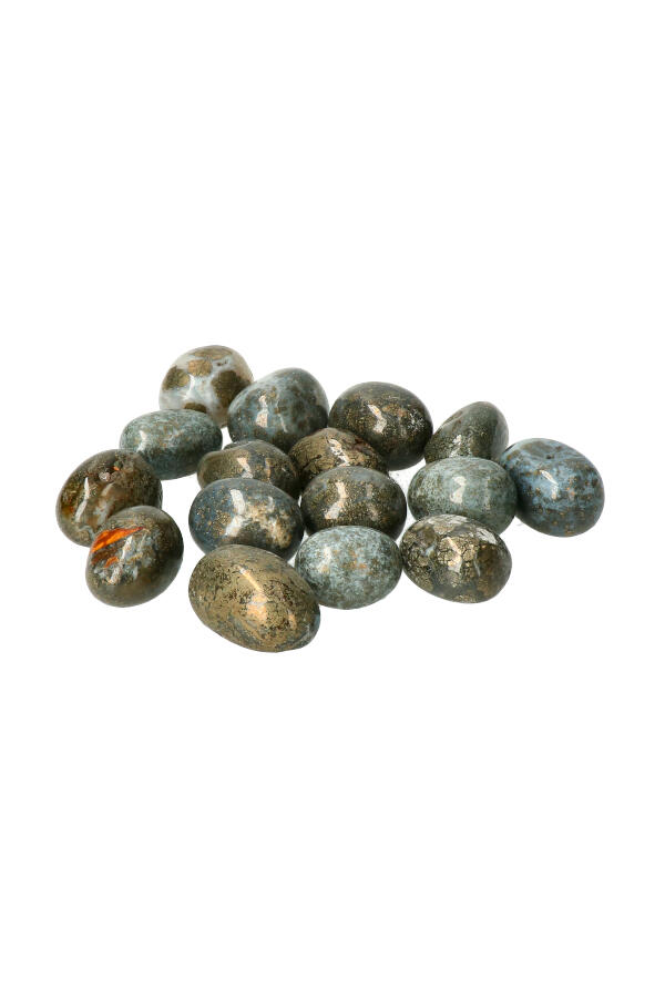 Pyriet met Agaat trommelstenen, 1 steen tot 1 kg, 2 a 3 cm per steen 1 Pyriet met Agaat trommelstenen, 1 steen tot 1 kg, 2 a 3 cm per steen