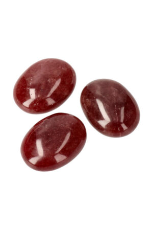 Aardbeien Kwarts palmsteen, circa 6 cm, 90-110 gram