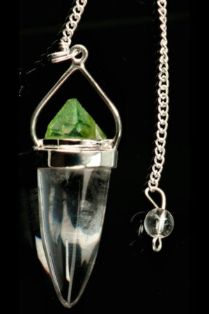 Groene Apofyliet met Bergkristal pendel, 5 cm