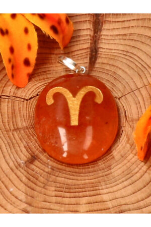 Oranje Aventurijn Ram sterrenbeeld hanger, 4 cm