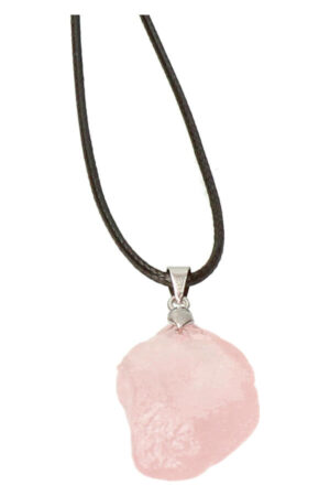 Rozenkwarts ketting waskoord, circa 2 cm