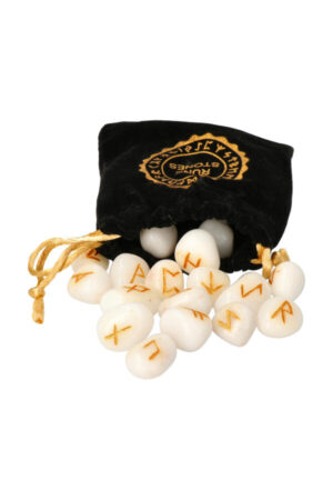 Runen stenen set Witte Jade, 25 delig