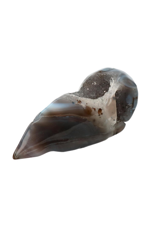 Agaat Geode Raven Schedel, 13 cm, 254 gram