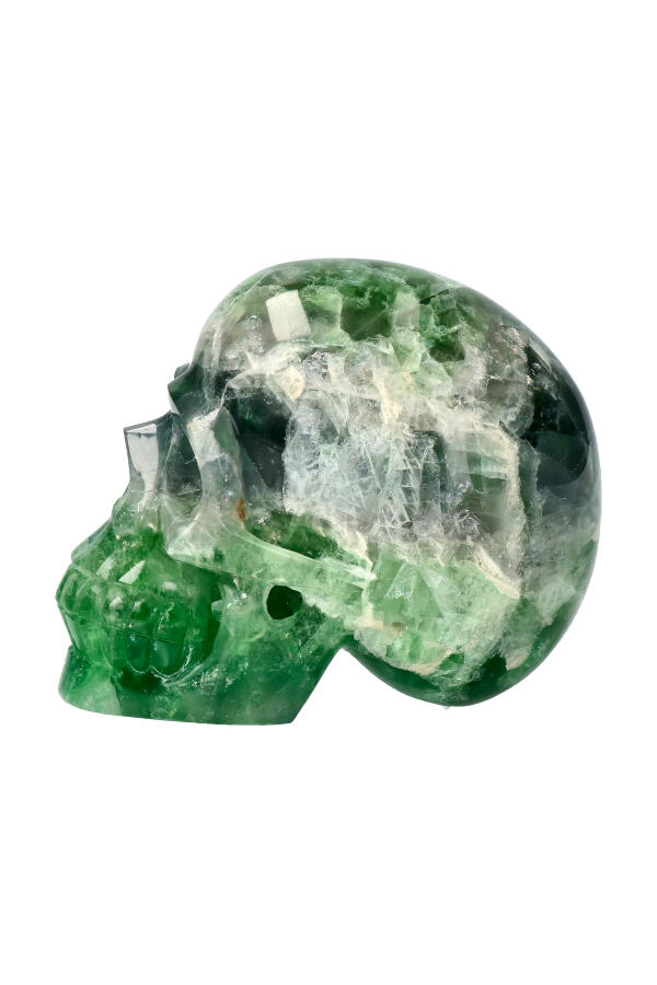 Fluoriet realistische kristallen schedel, 12.6 cm, 1.52 kg - Afbeelding 4