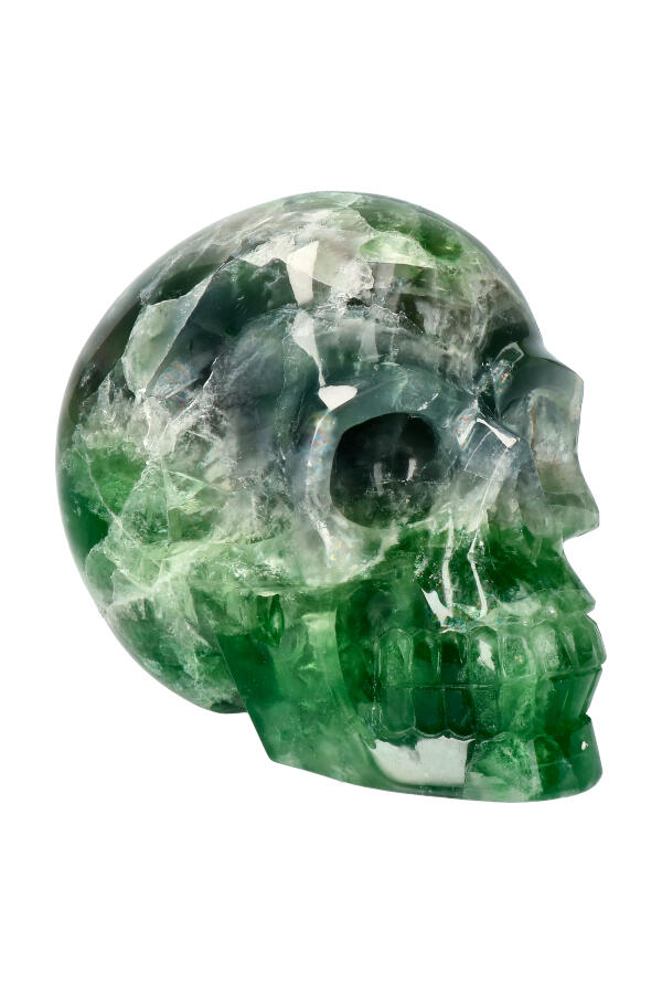 Fluoriet realistische kristallen schedel, 12.6 cm, 1.52 kg - Afbeelding 3