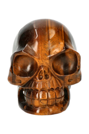 Tijgeroog realistische kristallen schedel, 8.4 cm, 558 gram