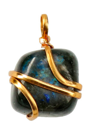 Labradoriet spiraal hanger goudkleurig, trommelsteen, circa 2 cm