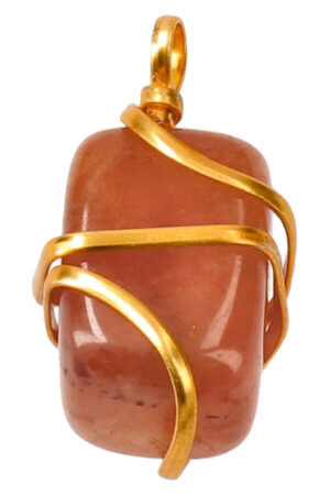 Red Healer Lemurian spiraal hanger, goudkleurig, trommelsteen, circa 2 cm
