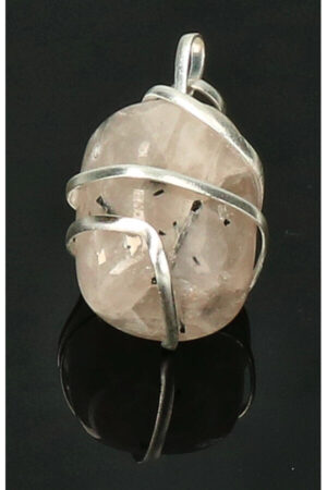 Toermalijn Kwarts spiraal hanger verzilverd, trommelsteen, circa 2 cm