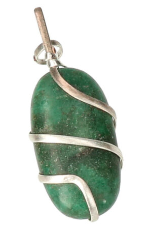 Verdiet spiraal hanger verzilverd, trommelsteen, circa 2 cm