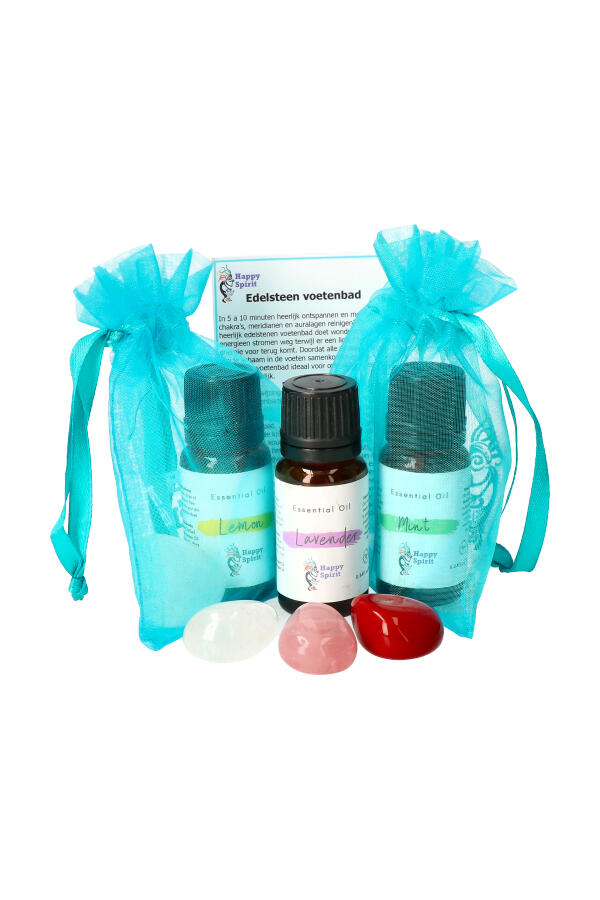 Edelsteen voetenbad met etherische olie