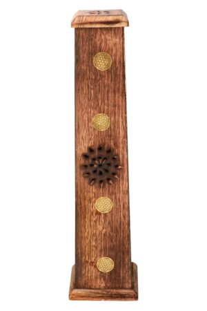 Wierook toren licht bruin hout Flower of Life, 30 cm