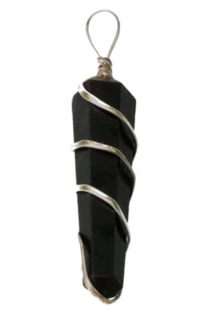 Toermalijn spiraal dubbelpunt hanger verzilverd, circa 4 cm