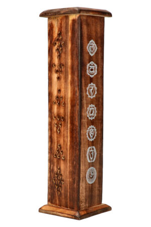 Wierook combi toren/kistje donkerbruin hout 7-Chakra, 30 cm