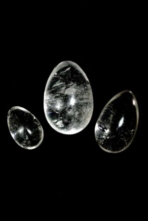 Bergkristal Yoni ei Set van 3, Large, Medium en Small, met of zonder gaatjes
